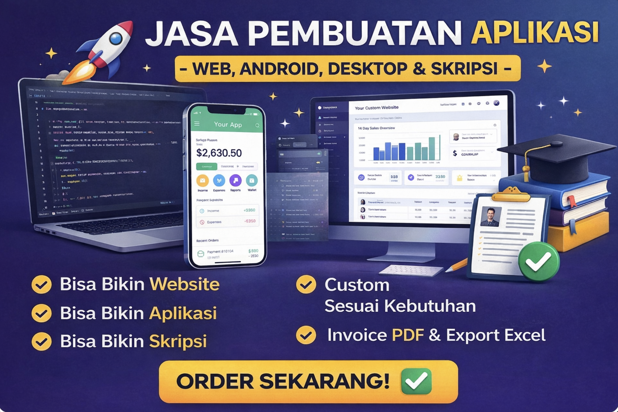 Jasa Pembuatan Aplikasi Custom (Website, Mobile, Desktop & Sistem Skripsi)